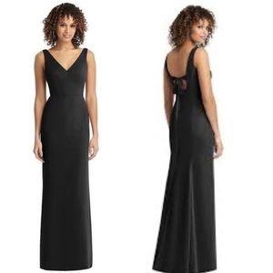 NWT Social Bridesmaids Black Sleeveless Tie Back Chiffon Gown Sz 10 8914